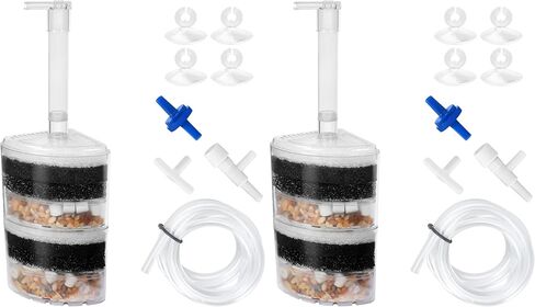 AQUANEAT Aquarium Air Driven Corner Sponge Filter for Nano Fish Tank with Tubing, Valves and Suction Cups, up to 20 Gallon in Kuwait