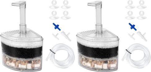 AQUANEAT Aquarium Air Driven Corner Sponge Filter for Nano Fish Tank with Tubing, Valves and Suction Cups, up to 20 Gallon in Kuwait