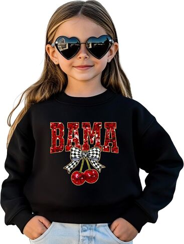 Olive Loves Apple Bama Red Ink-Printed Sequins Sweatshirt for Women & Teens Alabama Fall Sports Sweater in Saudi Arabia
