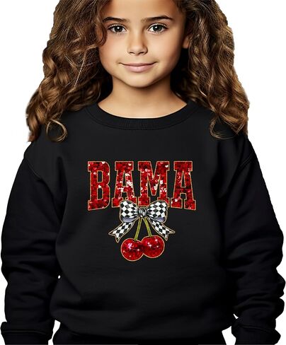 Olive Loves Apple Bama Red Ink-Printed Sequins Sweatshirt for Women & Teens Alabama Fall Sports Sweater in Saudi Arabia