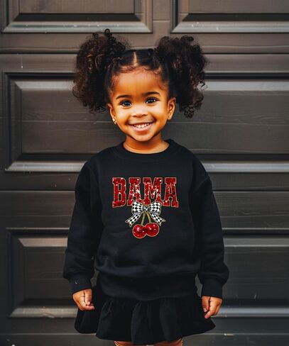 Olive Loves Apple Bama Red Ink-Printed Sequins Sweatshirt for Women & Teens Alabama Fall Sports Sweater in Saudi Arabia