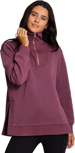 RBX Active Women's Fleece Sweatshirt with Pockets, Blended Cotton Fleece Tunic Pullover Relaxed Fit Cowl Neck Sweater in Kuwait