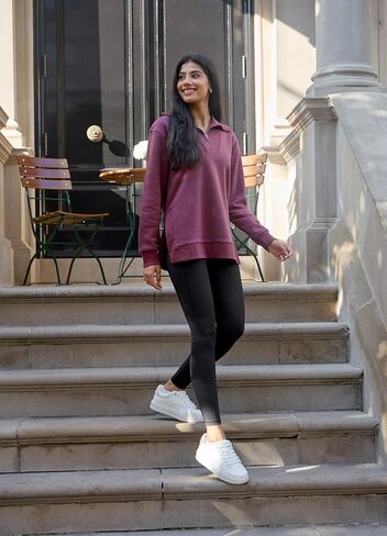 RBX Active Women's Fleece Sweatshirt with Pockets, Blended Cotton Fleece Tunic Pullover Relaxed Fit Cowl Neck Sweater in Kuwait