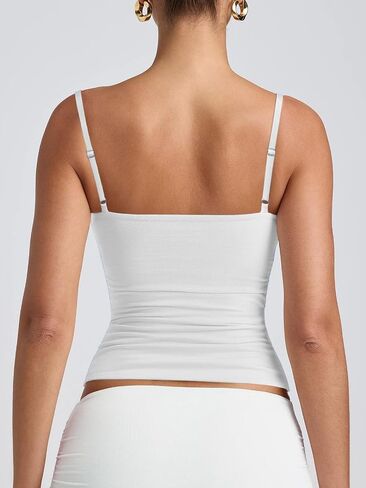 Women's Basic Double Lined Scoop Neck Tank Tops Adjustable Cami Tank Summer Sleeveless Tops in Saudi Arabia