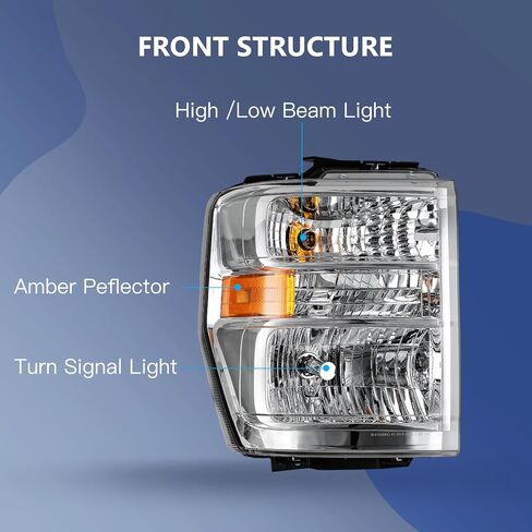 ECCPP Headlight Assembly For Ford E-150 E-250 2008-2014,For Ford E-350 Super Duty E-450 Super Duty F650 F750 2008-2019 2021 Driver and Passenger Side (Chrome Housing Clear Lens) in Saudi Arabia