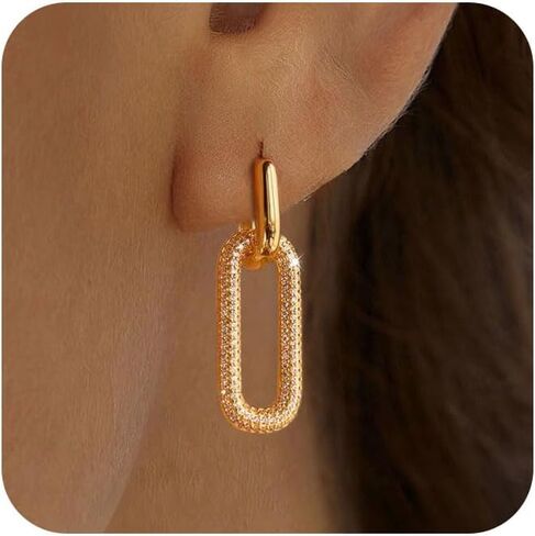 Gold Hoop Earrings for Women Trendy, 14K Gold Plated Chunky Hoops Dangle Thick Huggie Earrings Dainty Hypoallergenic Lightweight Jewelry in Saudi Arabia