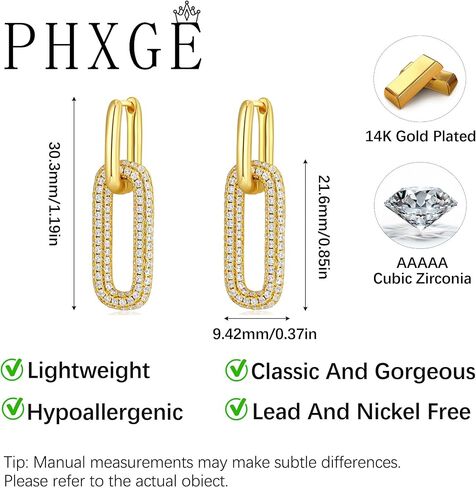 Gold Hoop Earrings for Women Trendy, 14K Gold Plated Chunky Hoops Dangle Thick Huggie Earrings Dainty Hypoallergenic Lightweight Jewelry in Saudi Arabia