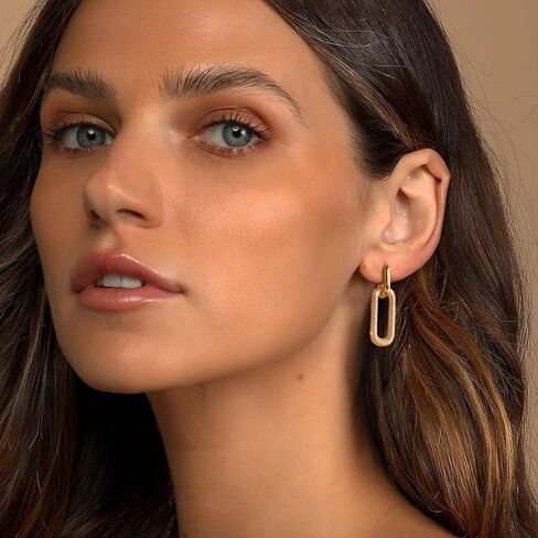 Gold Hoop Earrings for Women Trendy, 14K Gold Plated Chunky Hoops Dangle Thick Huggie Earrings Dainty Hypoallergenic Lightweight Jewelry in Saudi Arabia