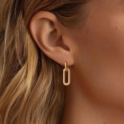 Gold Hoop Earrings for Women Trendy, 14K Gold Plated Chunky Hoops Dangle Thick Huggie Earrings Dainty Hypoallergenic Lightweight Jewelry in Saudi Arabia