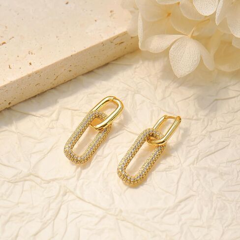 Gold Hoop Earrings for Women Trendy, 14K Gold Plated Chunky Hoops Dangle Thick Huggie Earrings Dainty Hypoallergenic Lightweight Jewelry in Saudi Arabia