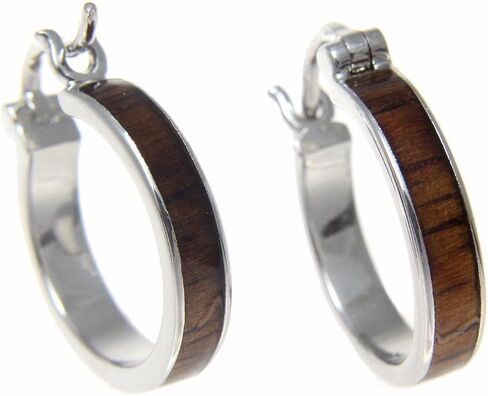 أقراط من النحاس المطلي بالروديوم هاواي من خشب كوا مقاس 19 ملم بإغلاق سريع in Kuwait