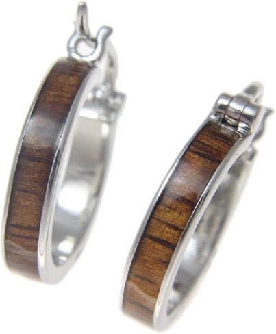 أقراط من النحاس المطلي بالروديوم هاواي من خشب كوا مقاس 19 ملم بإغلاق سريع in Kuwait