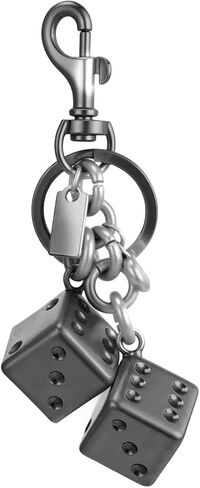 Dice Keychain, Lucky Silver Metal Dice Keychain with Black Dots Retro Key Chain Accessories Cool Key Chains Stylish Charm for Men Women Keys Bags Jewelry Gift (Gunmetal) in Saudi Arabia