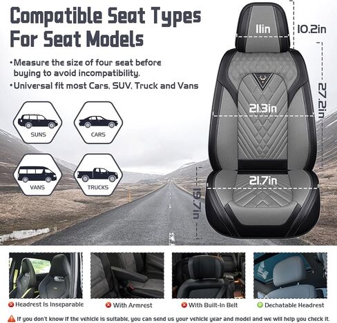 Car Seat Covers for Toyota Corolla 2000-2025, Waterproof Nappa Leather Full Set Seat Cover with Headrests, Anti-Slip and Comfortable Automotive Seat Protector&Accessories(Black Gray) in Saudi Arabia
