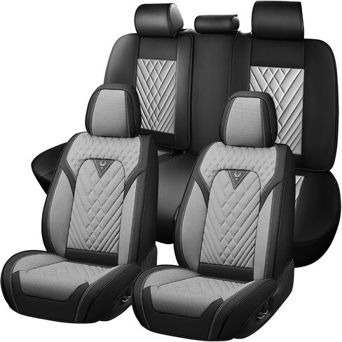 Car Seat Covers for Toyota Corolla 2000-2025, Waterproof Nappa Leather Full Set Seat Cover with Headrests, Anti-Slip and Comfortable Automotive Seat Protector&Accessories(Black Gray) in Saudi Arabia