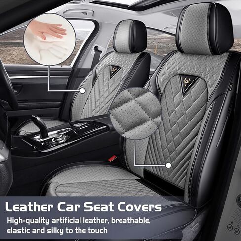 Car Seat Covers for Toyota Corolla 2000-2025, Waterproof Nappa Leather Full Set Seat Cover with Headrests, Anti-Slip and Comfortable Automotive Seat Protector&Accessories(Black Gray) in Saudi Arabia