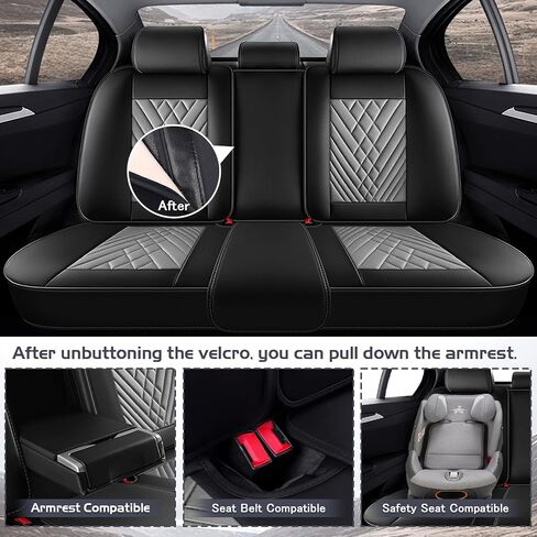 Car Seat Covers for Toyota Corolla 2000-2025, Waterproof Nappa Leather Full Set Seat Cover with Headrests, Anti-Slip and Comfortable Automotive Seat Protector&Accessories(Black Gray) in Saudi Arabia