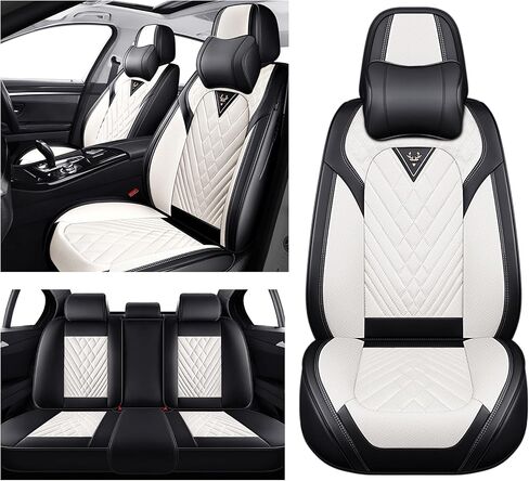 Car Seat Covers for Toyota Corolla 2000-2025, Waterproof Nappa Leather Full Set Seat Cover with Headrests, Anti-Slip and Comfortable Automotive Seat Protector&Accessories(Black Gray) in Saudi Arabia
