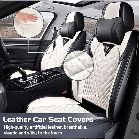 Car Seat Covers for Toyota Corolla 2000-2025, Waterproof Nappa Leather Full Set Seat Cover with Headrests, Anti-Slip and Comfortable Automotive Seat Protector&Accessories(Black Gray) in Saudi Arabia