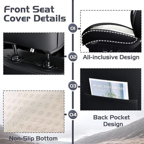 Car Seat Covers for Toyota Corolla 2000-2025, Waterproof Nappa Leather Full Set Seat Cover with Headrests, Anti-Slip and Comfortable Automotive Seat Protector&Accessories(Black Gray) in Saudi Arabia