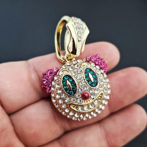 Gold Plated Clown Pendant & 13mm 16" 18" 20" 24" Iced Cuban Chain Bling Hip Hop Necklace in Saudi Arabia