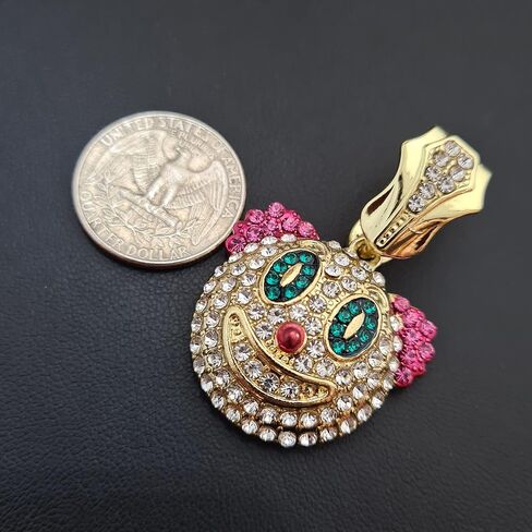 Gold Plated Clown Pendant & 13mm 16" 18" 20" 24" Iced Cuban Chain Bling Hip Hop Necklace in Saudi Arabia