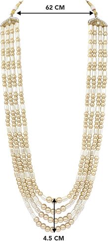 Aheli Gold Plated Beads Studded Ethnic Sherwani Maala Haar Necklace Traditional Fancy Groom's Jewellery Gift for Men in Saudi Arabia