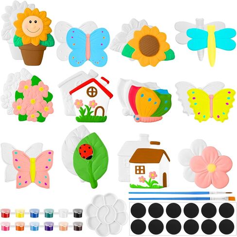 Sinmoe 12 Sets Christmas Gnomes Paint Your Own Painting Kit for Kids Unpainted DIY Ceramics Figurines Ceramic Painting Kit Ceramics to Paint for Adults with Magnet Brushes Palette Arts and Crafts in Kuwait