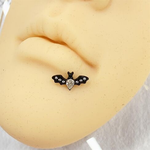 Crystal Bat Lip Ring Stainless Steel Cubic Zirconia Bat Cartilage Studs Earrings Labret Monroe Lip Rings Piercing for Women Men Halloween Ear Jewelry in Kuwait