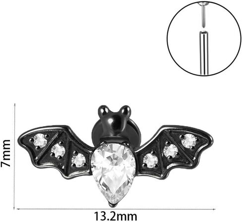 Crystal Bat Lip Ring Stainless Steel Cubic Zirconia Bat Cartilage Studs Earrings Labret Monroe Lip Rings Piercing for Women Men Halloween Ear Jewelry in Kuwait