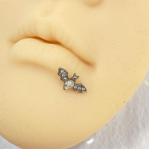 Crystal Bat Lip Ring Stainless Steel Cubic Zirconia Bat Cartilage Studs Earrings Labret Monroe Lip Rings Piercing for Women Men Halloween Ear Jewelry in Kuwait