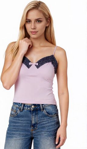 Lolita Tank Top for Women Kawaii Lace Trim Bow Shirt Cutecore Y2k Summer Clothes Vintage Aesthetic Gothic Streetwear in Saudi Arabia