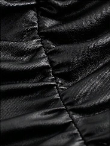 SHENHE Women's Plus Size PU Leather Ruched Strapless Tube Sleeveless Fitted Crop Bandeau Top in Saudi Arabia