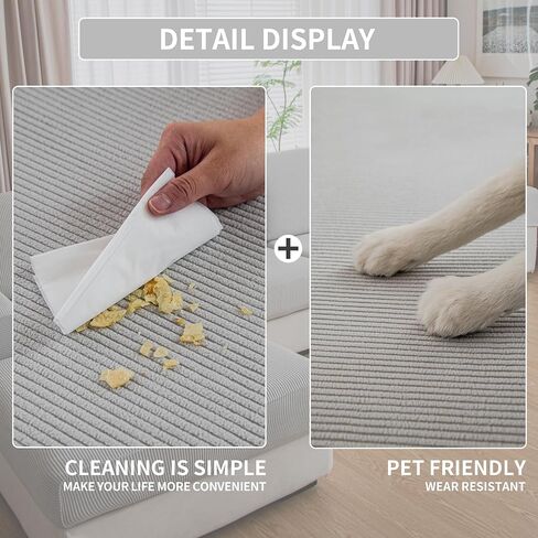 Couch Cushion Covers,Comfort Soft Magic Sofa Covers Washable Stretch Resistant for 3 Chair Cushion Couch Furniture Protectors for Pets Sectional Slipcovers(3-Piece+1 Chaise,Dark Gray) in Saudi Arabia