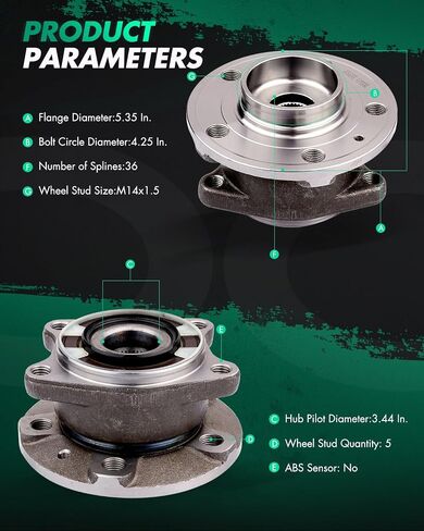 SCITOO 2pcs Rear Wheel Hub Bearing 512273 for 2003-2014 for Volvo XC90 2.5L 2.9L 3.2L 4.4L in Saudi Arabia