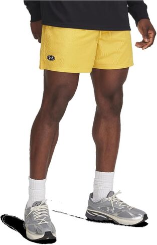 شورت شبكي أساسي من Under Armour - للرجال (1383355-773، ذهبي نوبل/أبيض) in Saudi Arabia