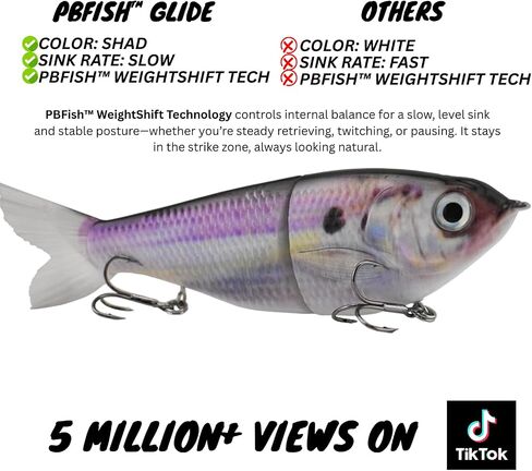 PBFish Glide Bait Slow Sinking Wide S Motion Smooth Glide Strong Hooks 6 Inches Bass Musky Pike Big Fish in Kuwait