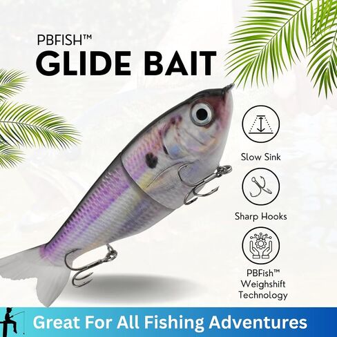 PBFish Glide Bait Slow Sinking Wide S Motion Smooth Glide Strong Hooks 6 Inches Bass Musky Pike Big Fish in Kuwait