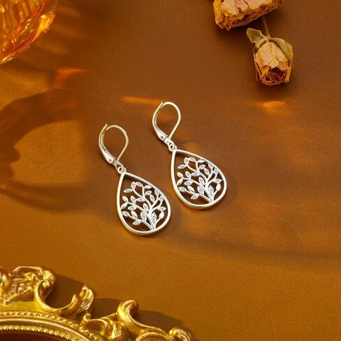 Ritach Silver Dangle Earrings for Women Leverback Filigree Teardrop Earrings Hypoallergenic Silver Dangle Drop Earring for Gifts in Saudi Arabia