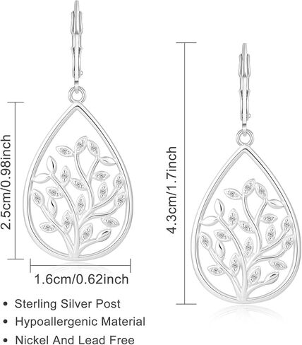 Ritach Silver Dangle Earrings for Women Leverback Filigree Teardrop Earrings Hypoallergenic Silver Dangle Drop Earring for Gifts in Saudi Arabia