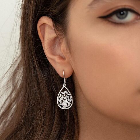 Ritach Silver Dangle Earrings for Women Leverback Filigree Teardrop Earrings Hypoallergenic Silver Dangle Drop Earring for Gifts in Saudi Arabia