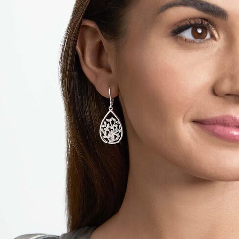 Ritach Silver Dangle Earrings for Women Leverback Filigree Teardrop Earrings Hypoallergenic Silver Dangle Drop Earring for Gifts in Saudi Arabia