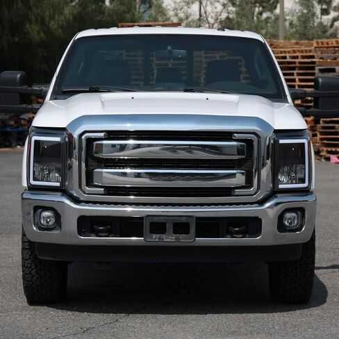 Ronnin - Fits 2011-2016 Ford F250 F350 F450 F550 Super Duty Upgraded LED Tube Animated Startup Effect Headlights Replacement Assembly Pair | Black in Saudi Arabia