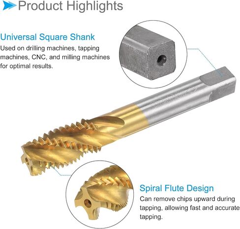 Spiral Flute Threading Tap, M14 x 1.5 Thread Size 4 Flutes, High Speed Steel Tapping Tool - (Applications: for Processing Holes & Sticky Materials) in Saudi Arabia