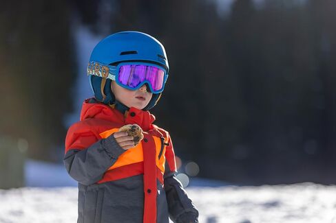 Giro Buster Kids Ski Goggles - Snowboard Goggles for Youth, Boys, Girls- Glaze Blue Cover Up Strap with Amber Pink Lens in Saudi Arabia