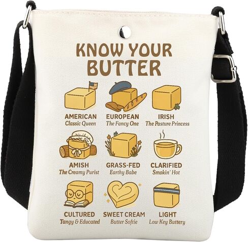 BNQL Butter Crossbody Bag Salted Butter Gifts Culinary Baking Gifts food pun gift pastry chef gift Baking Shoulder Bag Handbag in Saudi Arabia