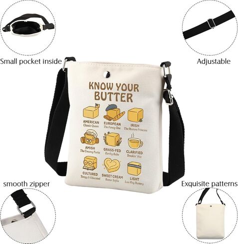 BNQL Butter Crossbody Bag Salted Butter Gifts Culinary Baking Gifts food pun gift pastry chef gift Baking Shoulder Bag Handbag in Saudi Arabia