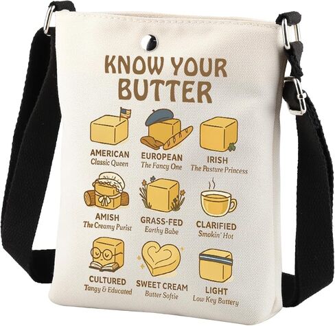 BNQL Butter Crossbody Bag Salted Butter Gifts Culinary Baking Gifts food pun gift pastry chef gift Baking Shoulder Bag Handbag in Saudi Arabia