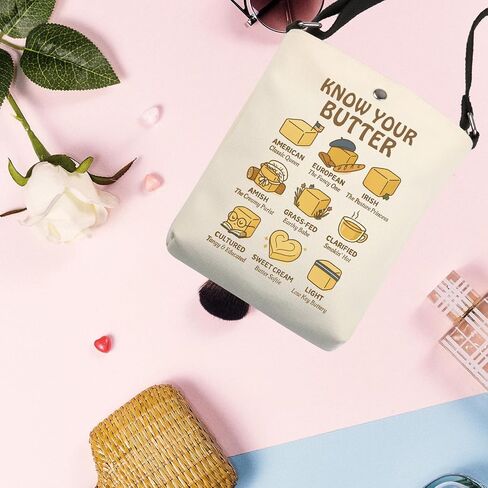 BNQL Butter Crossbody Bag Salted Butter Gifts Culinary Baking Gifts food pun gift pastry chef gift Baking Shoulder Bag Handbag in Saudi Arabia