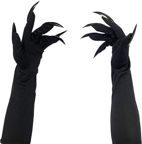 Halloween Costume Cat Woman Paw Gloves with Long Black Plastic Fingernails Wolf Claws Glove for Cosplay Party Props in Saudi Arabia